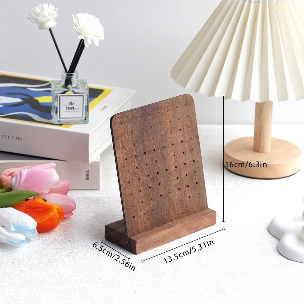 Creative 72 Holes Earring Holder with Base Jewelry Display Wood Earring Stands Desktop Jewelry Rack Display