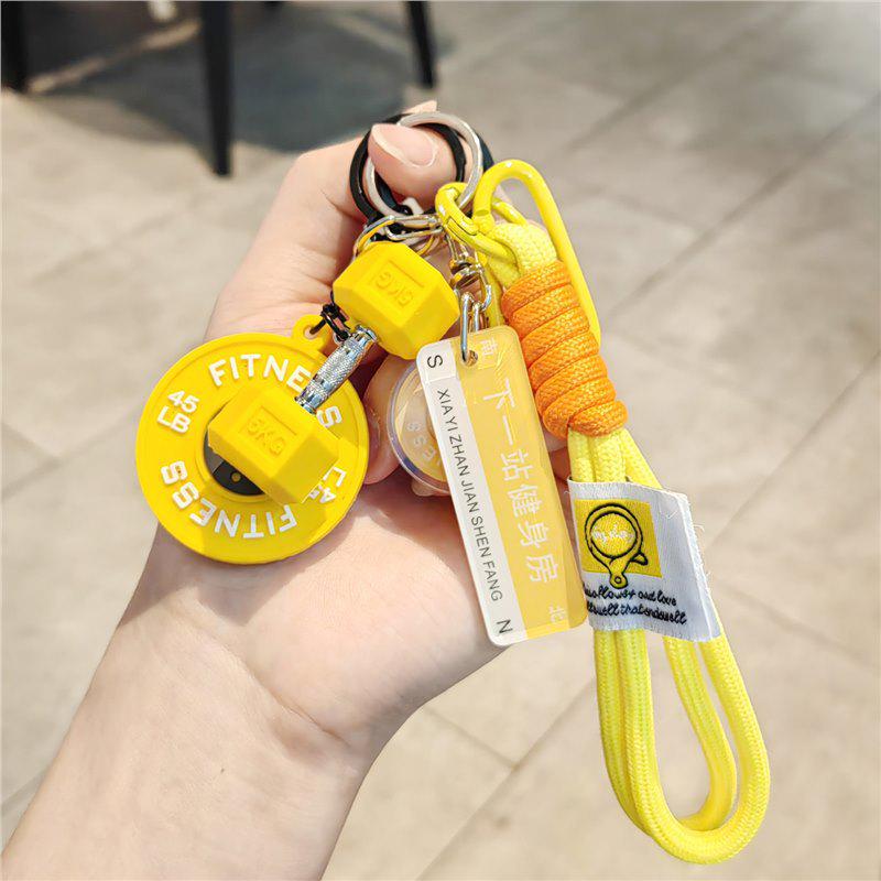 Creative Sports Keychain: Barbell & Water Bottle Charms - Fitness Accessories for Men & Women