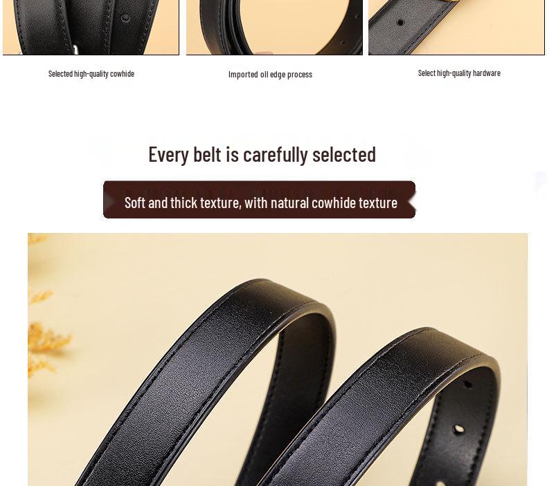 Dámský luxusní černý kožený pásek - Všestranný módní doplněk pro letní džíny