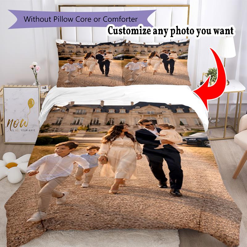 Customize Picture Customize Your Photo Bedding Set Breathable Duvet Cover with Pillowcases Home Decoration Birthday Gift