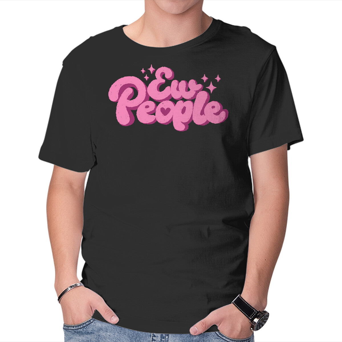 Unisex Crew Neck T-Shirt Ew People Pink Graphic Short Sleeve Casual Tee XXXXL