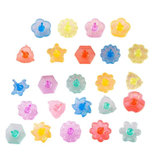 24Pcs Transparent Acrylic Spinning Top Portable Travel Kids Mini Gyroscope Educational Colorful Spinner Toy Toddlers Boys Girls Gift Party Favors