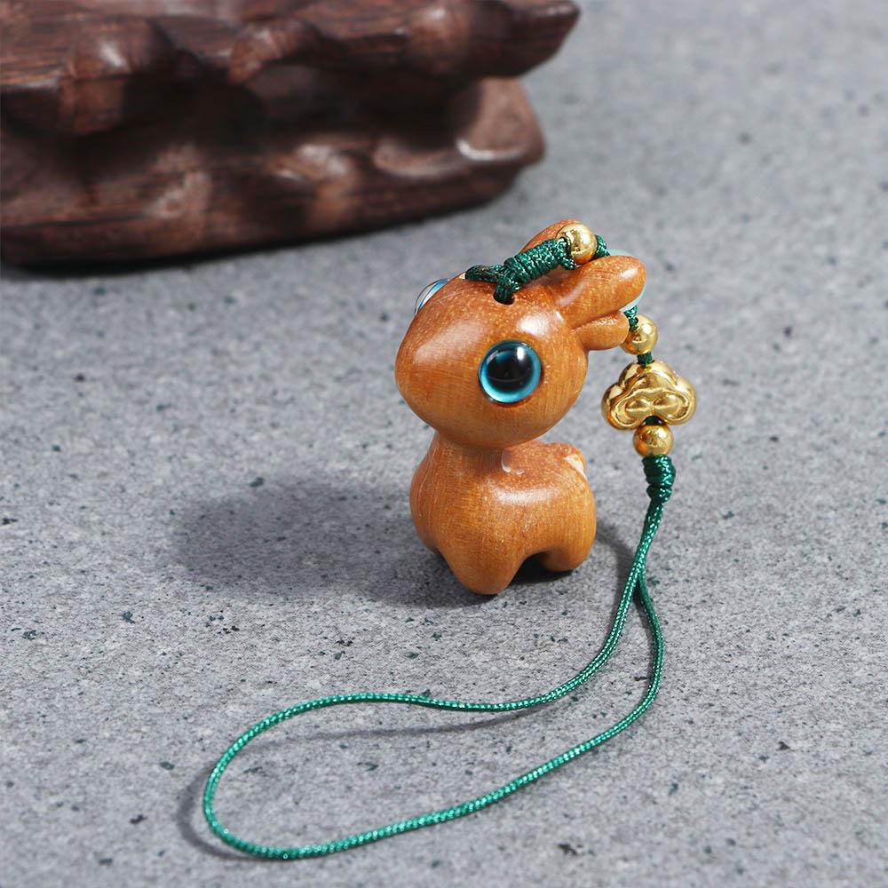 Rope Deer Car Key Chain Sandalwood Bag Pendant Mobile Phone Wood Key Chain Chinese Style Key Ring