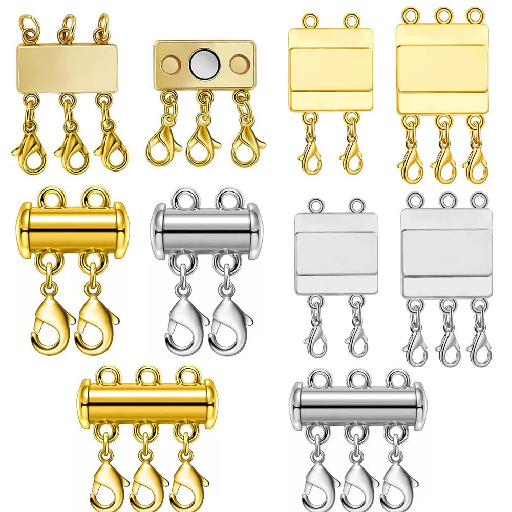 2 Stück mehrsträngige Halskette, mehrschichtig, Hummerverschluss, Schiebe-Magnet-Röhrenverbinder, Verschlüsse, Magnetischer Separator für Armband, Schmuckherstellung