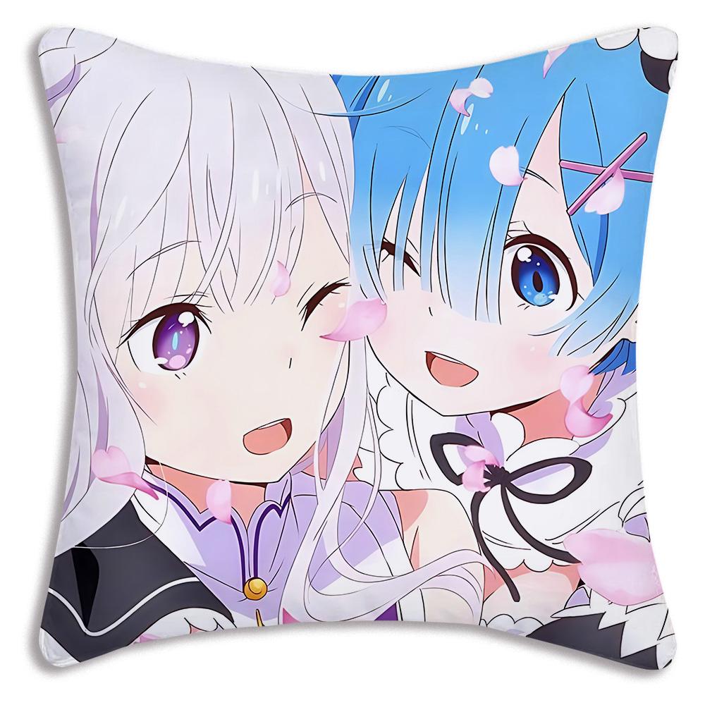 Re:Life Different World Zero Rem Pillow Covers Cartoon Sofa Decorative Home Double-Sided Printing Short Plush Cute Cushion Cover