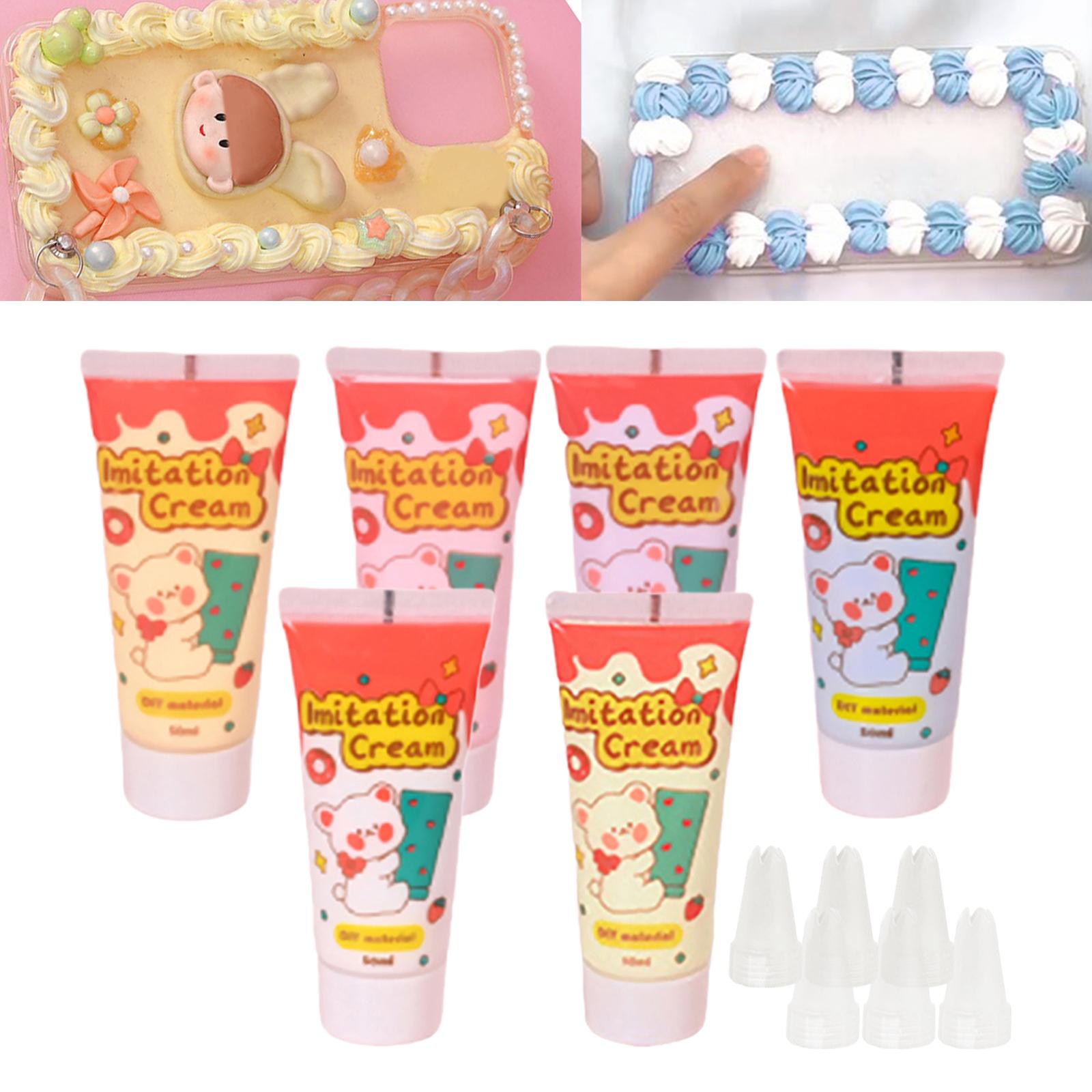 

6x Cream Adhesive DIY Phone Case 50G Simulation Whipped Cream Glue Set Cream Clay Glues for Phone Shell Moulding Crafting