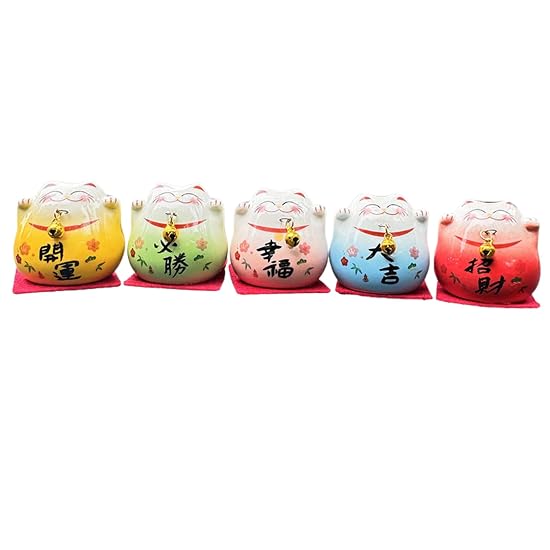 NASSIA Daruma Doll Ornament Mini 5-Piece Set Ceramic Cute Decoration Car Interior Decor Gift (Daruma