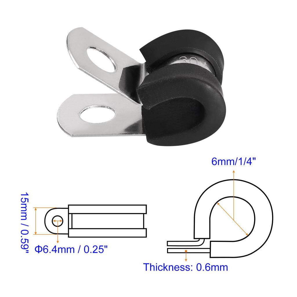 Edinstry 30pcs Rigid Pipe Straps 6mm Diameter Tension Tube Clip Clamp Bracket Tube Hanger