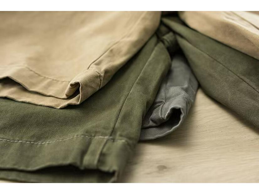 American Retro Khaki Cargo Shorts - Mid-Length, Elastic Waist, Casual Drawstring, Trendy Men's Summer Pants