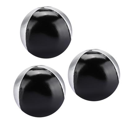 3PCS Silver Black PU Leather Indoor Leisure Portable Juggling Ball Performance Props