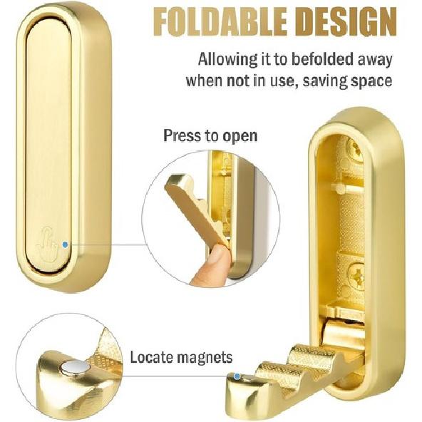 4PCS Metal Foldable Wall Hooks, Folding Wall Foldable Coat Hooks for Hanging