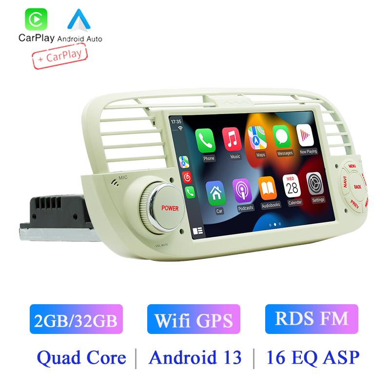 

1 Din 7 Octa core Android 13 автомобильный плеер Mirrorink GPS WIFI DSP 32EQ RDS FM APP управление стереосистемой для Fiat 500 2007-2015