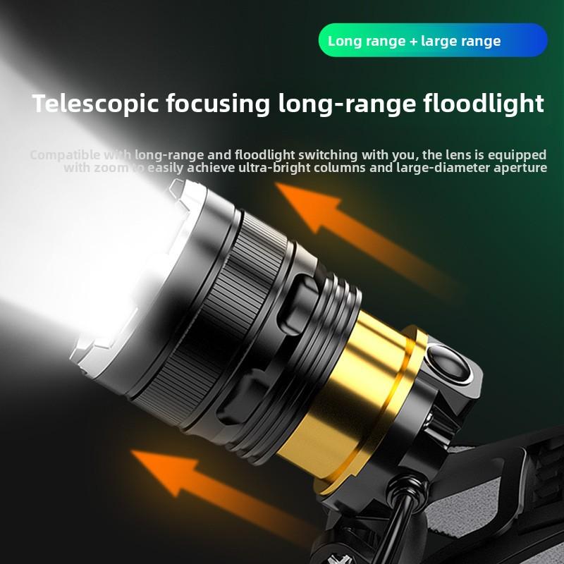 LED Ultra Strong Headlight Sensing Zoom Charging Head Flashlight High-power Headlight 1000M Headlight Using 2 * 18650 Fishing