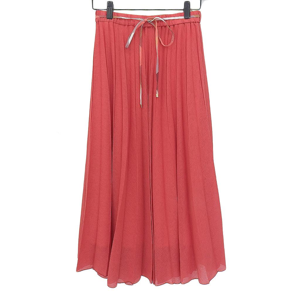 BLUE LABEL CRESTBRIDGE Excellent condition gauze-like twill pleated skirt, women's, red, size 36, made in 1925 skirt 36 RedUsed