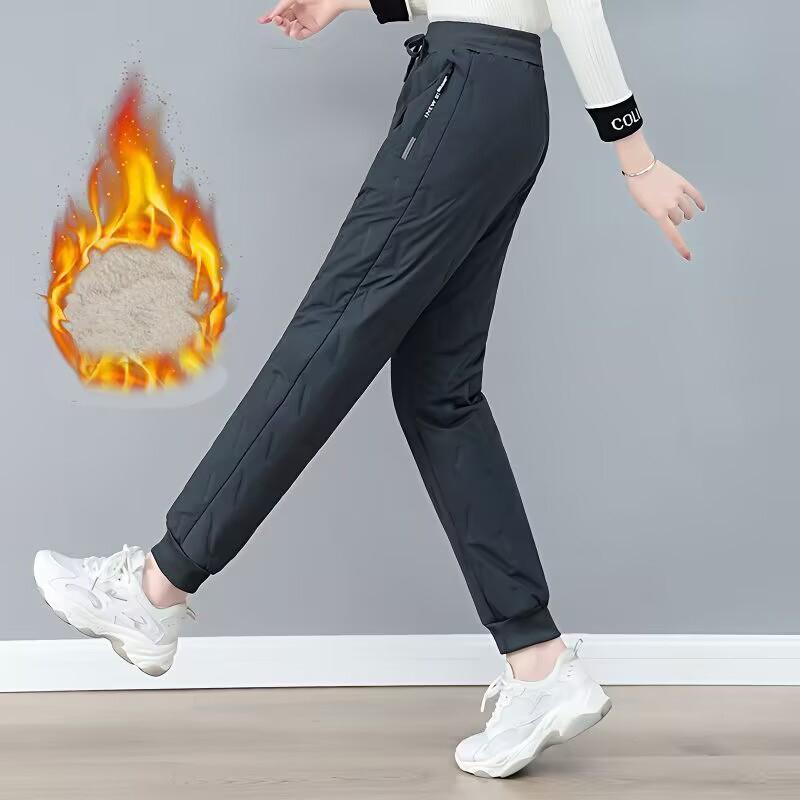Pantalon d'hiver rembourré épais pour femme, grande taille, coupe-vent, froid, chaud, ample, décontracté