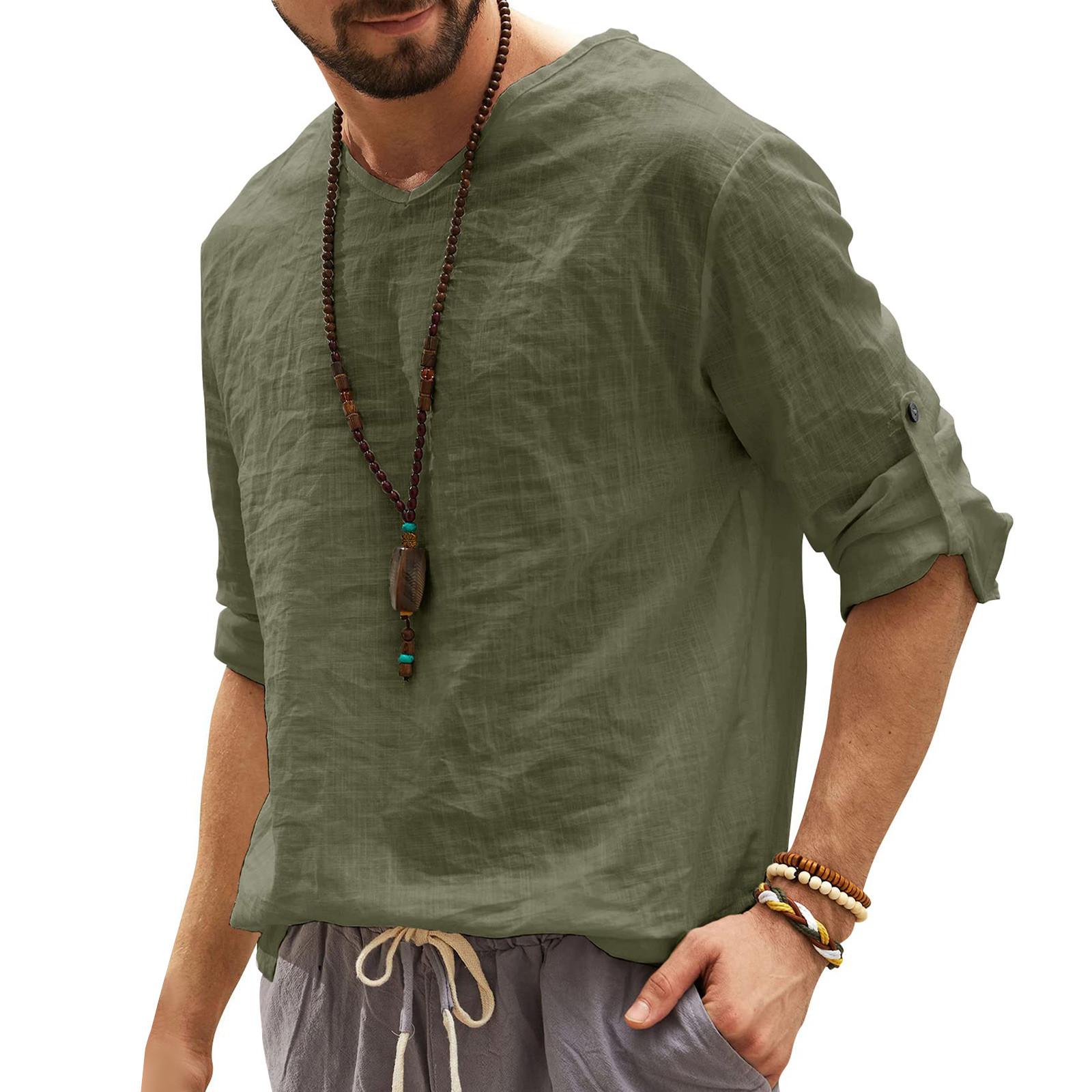 

Мужская мода, повседневный однотонный хлопковый мягкий и удобный топ с длинными рукавами L