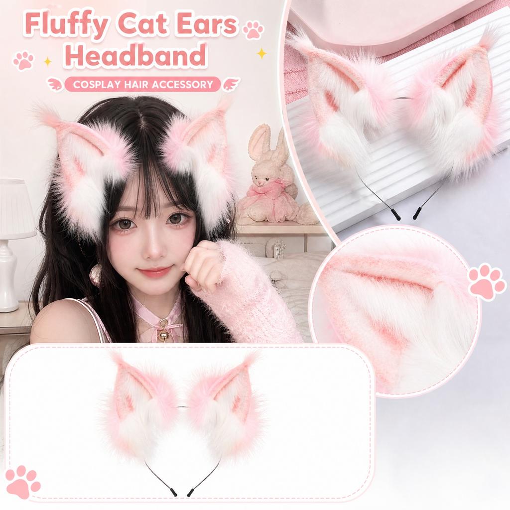 Bandeau Oreilles Réglables - Accessoire de Cheveux Costume Pelucheux pour Fête d'Halloween Jeu de Rôle
