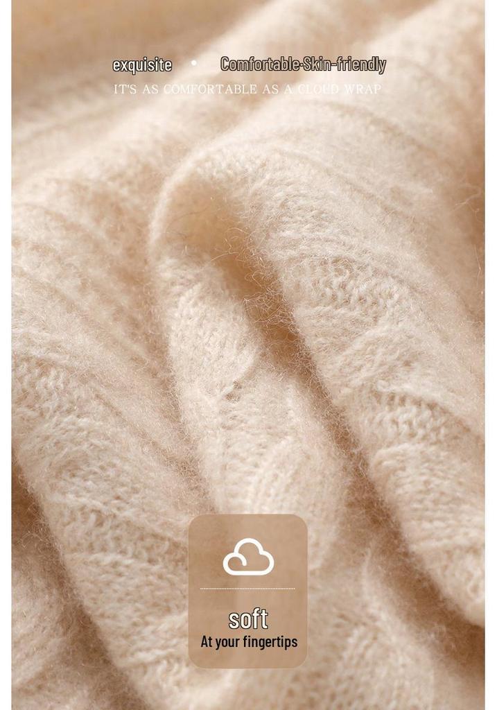 Early Autumn Women's Cashmere Short Sleeve Loose Cable Knit Sweater