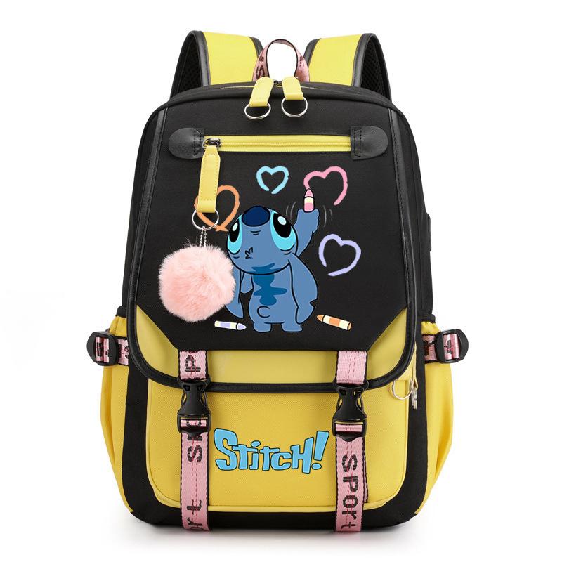 Cute Cartoon Printed Schoolbag Junior High School Student High School Student With Usb Multi-Function Student Schoolbag
