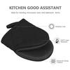 1Pc Short Oven Mitts with Non-Slip Grips High Heat Resistant Thicker Cotton Lining Kitchen Microwave Gloves BBQ Baking Cooking Grilling Supplies