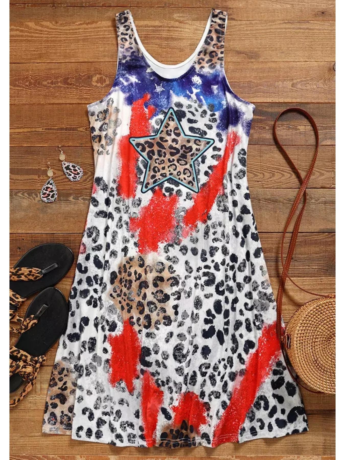 Summer New Plus Size Women s Leopard Print Sleeveless Vest Dress Women Dress A-Line Mini Dress S
