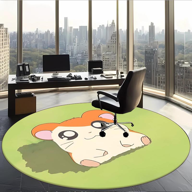 Hamtaro (5) Rund kontormåtte Dekorativ gulvmåtte til kontor, soveværelse, stue og hjemmerum