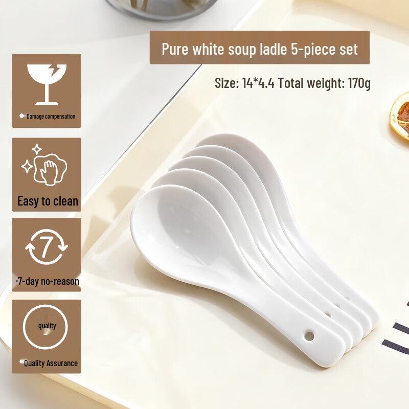 Qiwai Ceramic Long Handle Soup Spoon