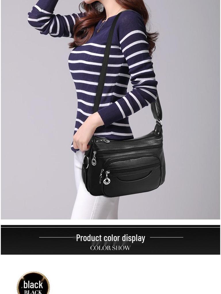 Elegant Soft Leather Crossbody Bag for Middle-Aged & Elderly Women - 2024 New Style