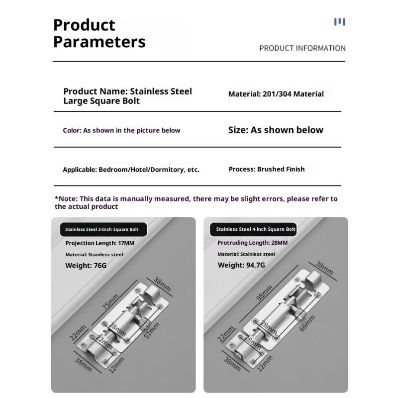 201/304 Edelstahl Tor Sicherheits-Türriegel Riegelverschluss Bolzen 3/4/5/6/8/10/12 Zoll Türriegel Beschläge Für Heimwerker