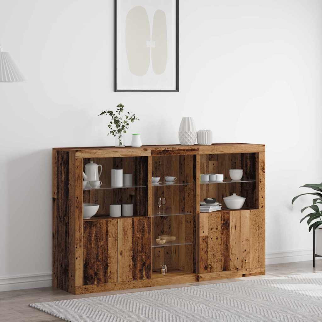 LED Sideboard Reclaimed Wood Look 162 x 37 x 100 cm Particleboard