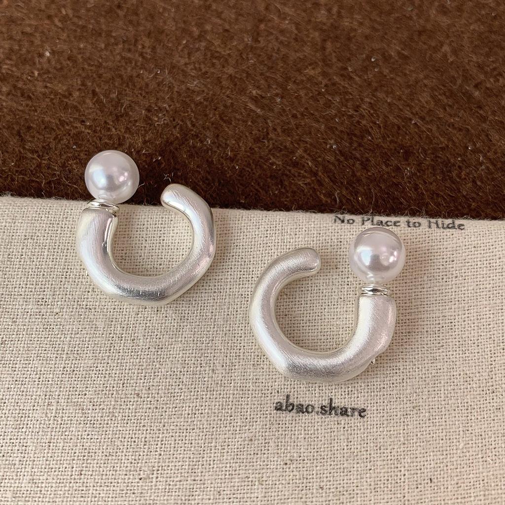 Trendy Design Pearl Irregular Stud Earrings For Women Fashion Round Geometric Earrings Casual Party Jewelry Accessories Gifts