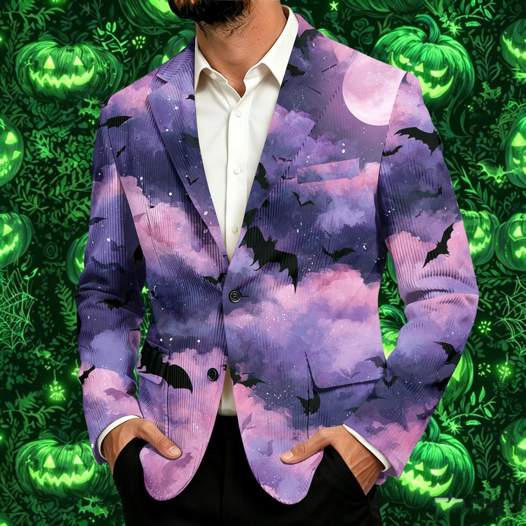 Men's Business Casual Corduroy with Halloween Print for Parties