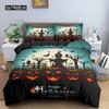 Happy Halloween King Queen Duvet Cover Orange Pumpkin Bedding Set Kids Teens Adults Bats Horror Festival Polyester Quilt Cover