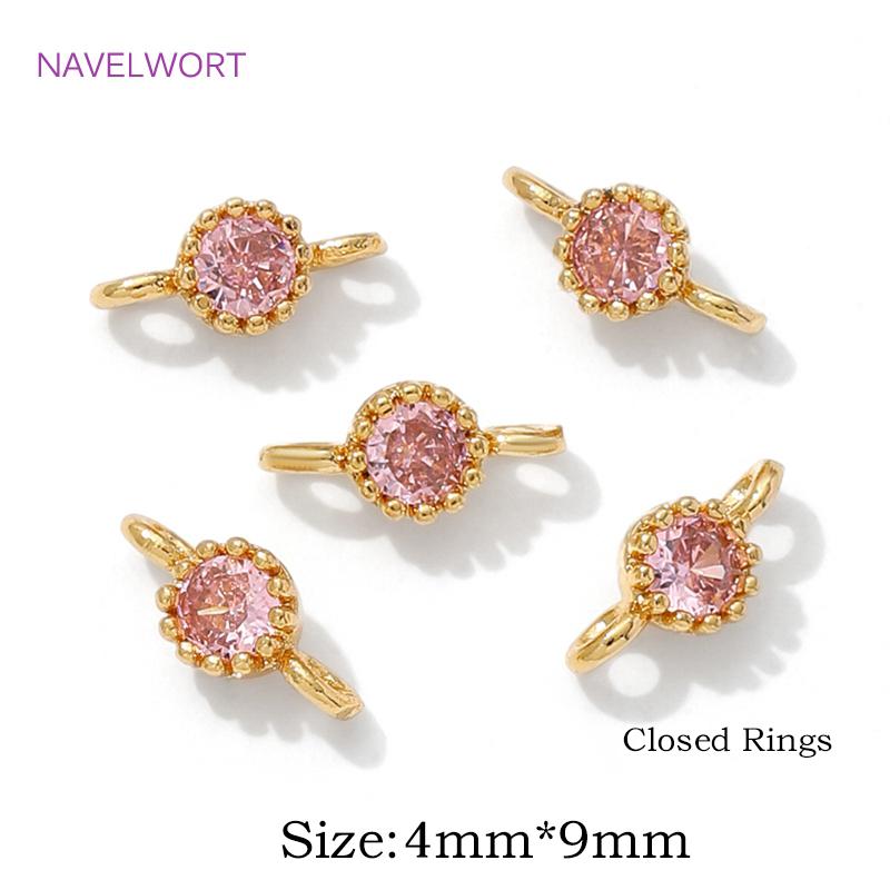 4/8/12Pcs 18K Gold Plated Mini Round Charms Connector For Jewelry,Connector For Bracelet,Inlaid Zircon Charms,DIY Accessories