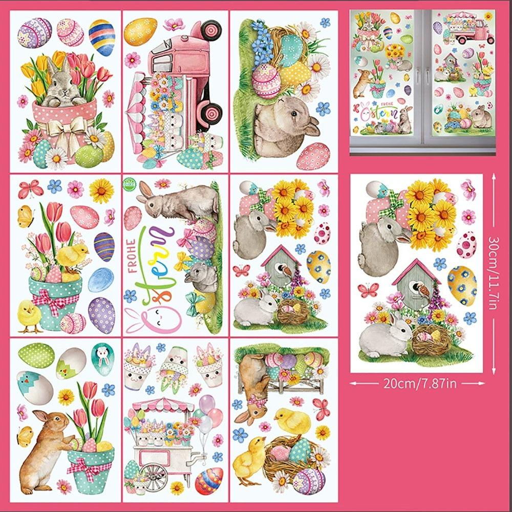 Self Adhesive Easter Egg Stickers Electrostatic Sticky Colorful Door Window Stickers DIY Easter Bunny Glass Window Sticker