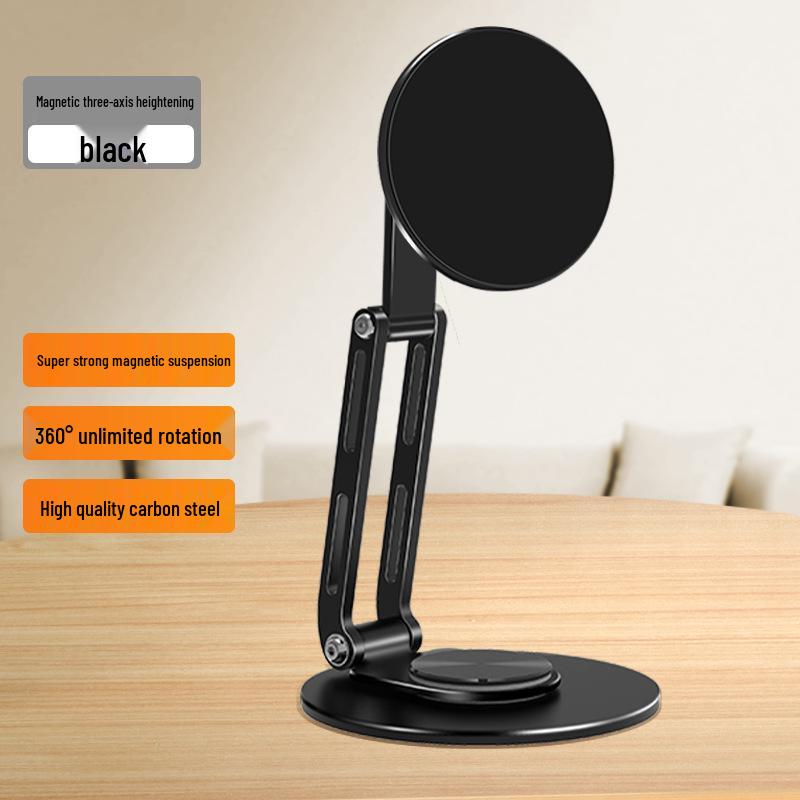 Suport din Oțel Carbon Rotativ la 360° pentru Tabletă și Telefon cu MagSafe, Design Pliabil pentru Suport Video Live