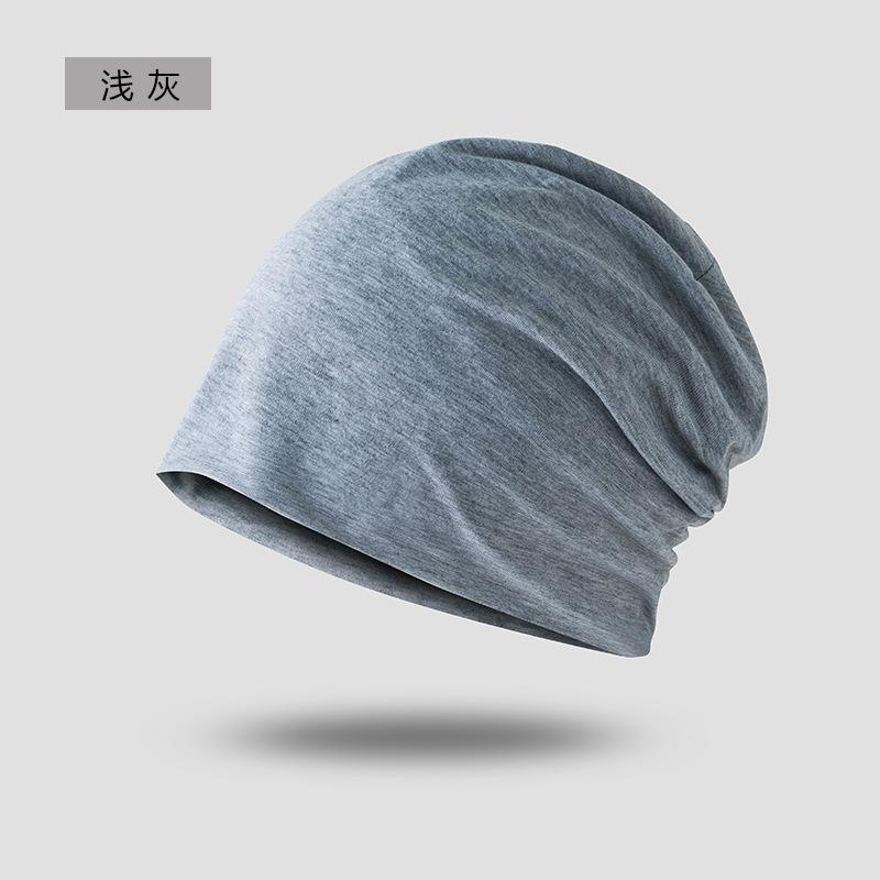 Autumn and winter thin plaid stack hat women's fashion versatile sports headscarf sweating solid color breathable cold hat men