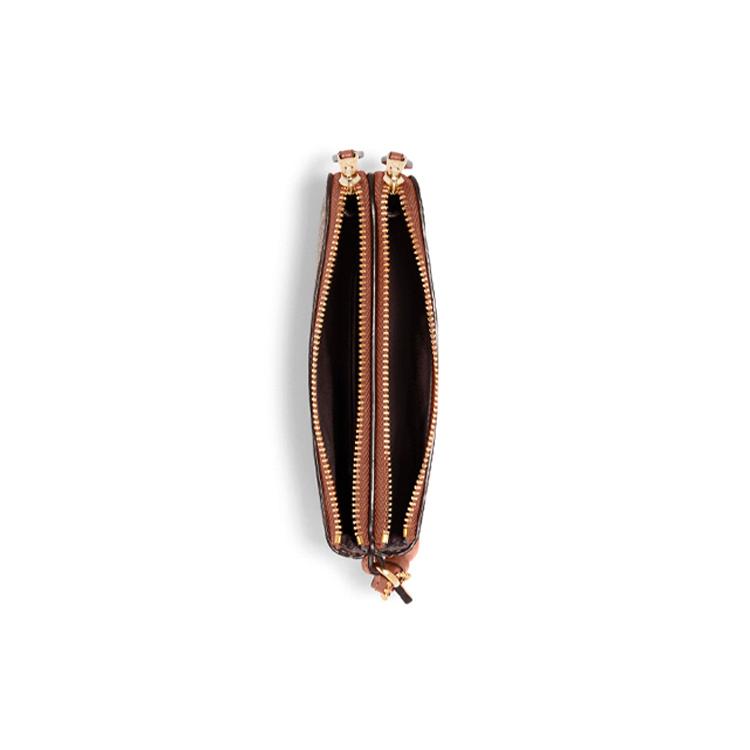 COACH Corner Zip Coated Canvas Leather Coin Purse Pochette Clutch Regular Women's Brown (Unisex) Clutches 87591 IMS5U
