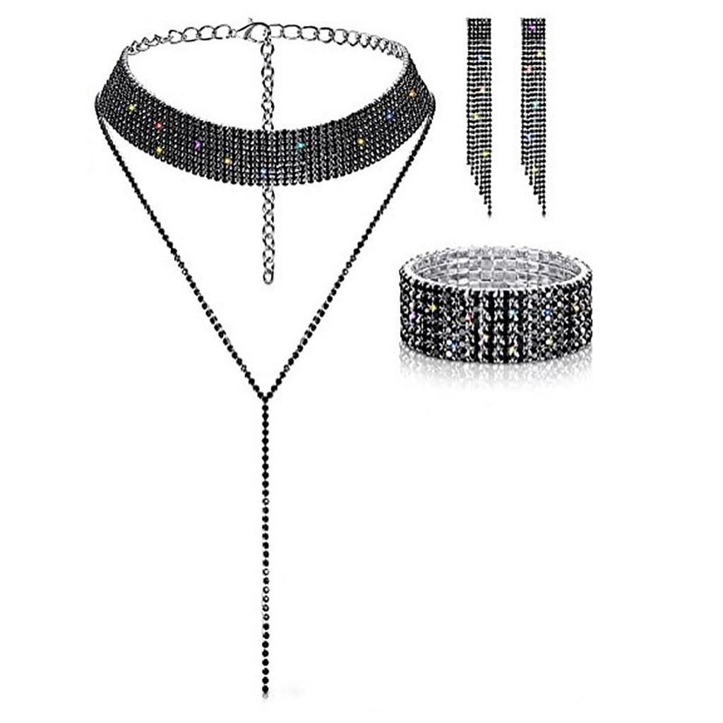 4 pieces of women's fashionable and minimalist necklaces with earrings, bracelets, jewelry sets, banquet and party accessories