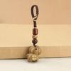 Chinese Style Sandalwood Horse Copper Coin Keychain & Phone Charm