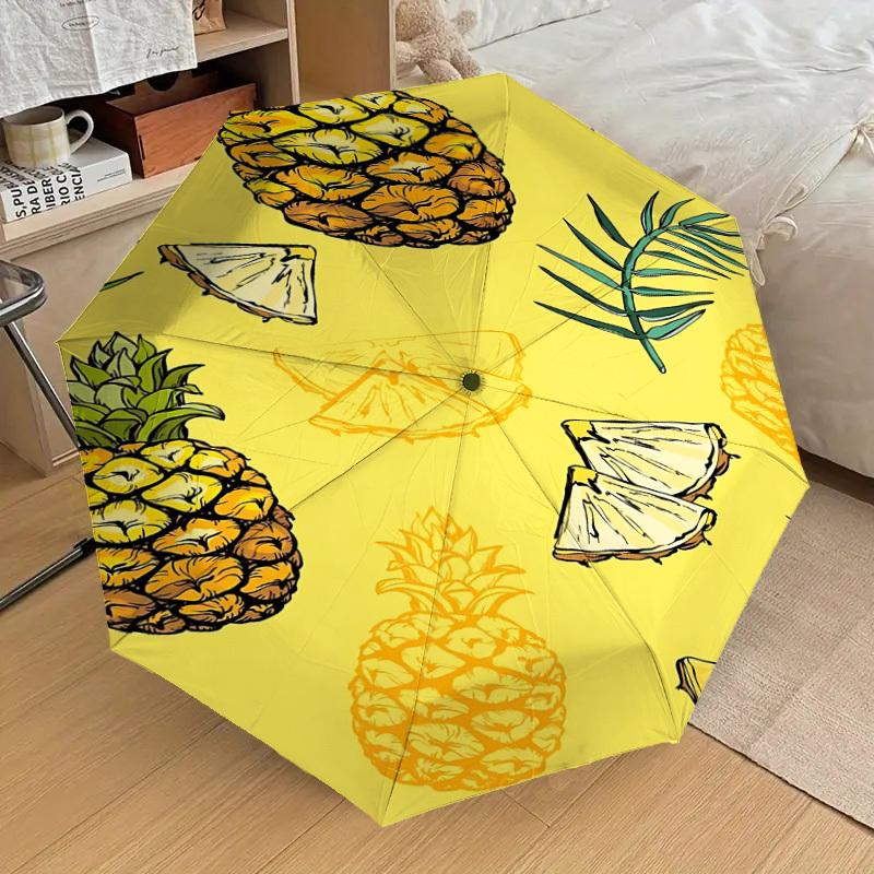 1pc Pineapple Fruit Automatic Open/Close Umbrella Compact Folding Umbrella with 8-Rib Shaft for Women/Men, Elegant Birthday1139S