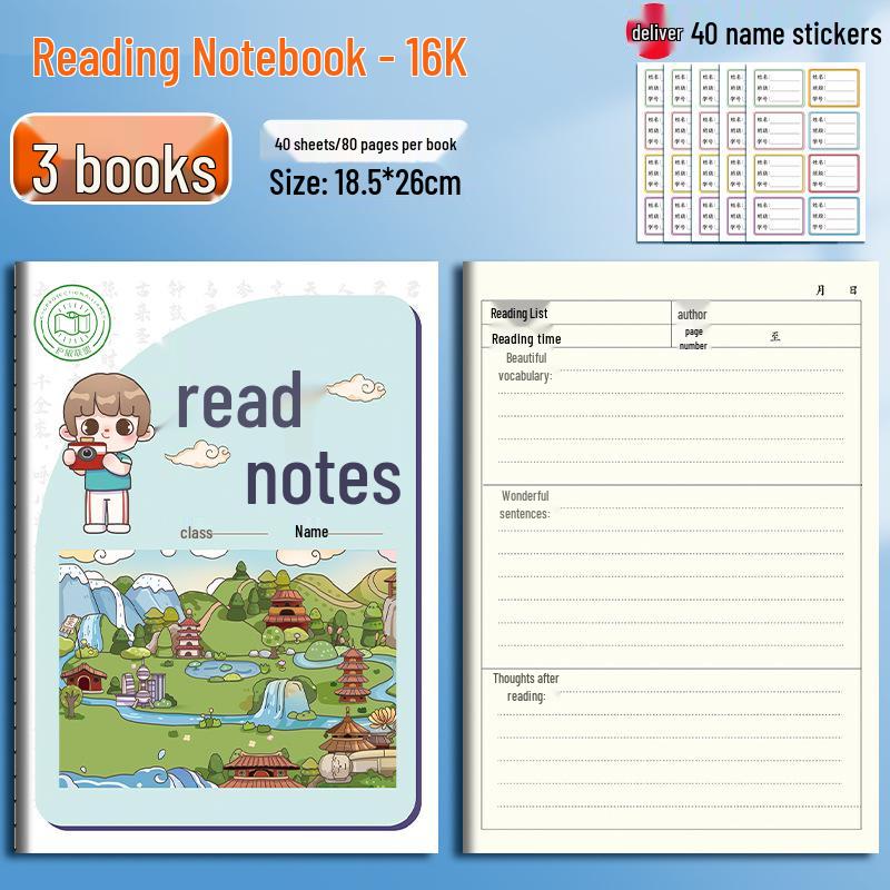 Free Shipping: 16K Reading Notebook for Primary Students - Good Word & Sentence Copybook, Thick Edition