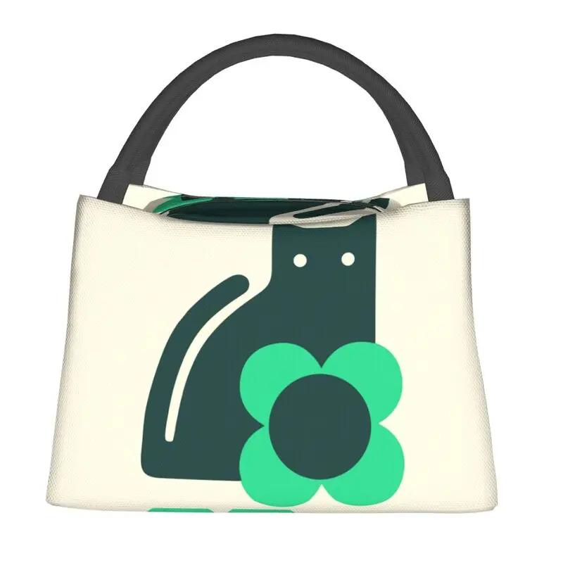 Orla Kiely Cat Insulated Lunch Tote Bag for Women Scandinavian Portable Cooler Thermal Food Lunch Box Office
