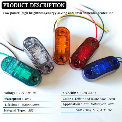 10Pcs Led Side Marker Lights 12v 24v Trailer Trucks Car Warning Lamp Clearance Signal Strobe Light Waterproof Oval Amber Lamp