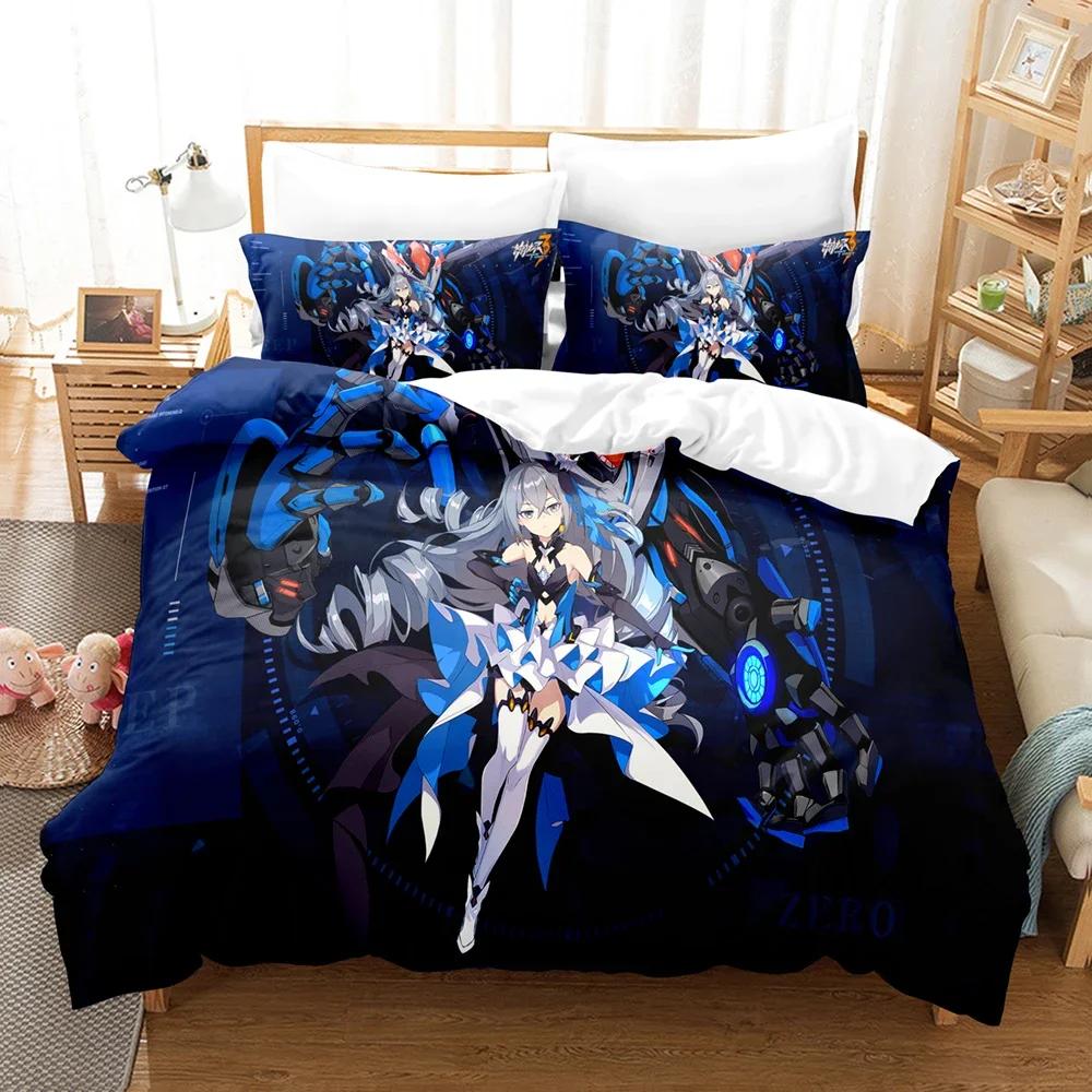 3D Anime Honkai Impact 3Rd Bedding Set Printed Decorative 2/3Pcs Duvet Cover Set Bedclothes Quilt Cover Home For Aldult Kid Teen
