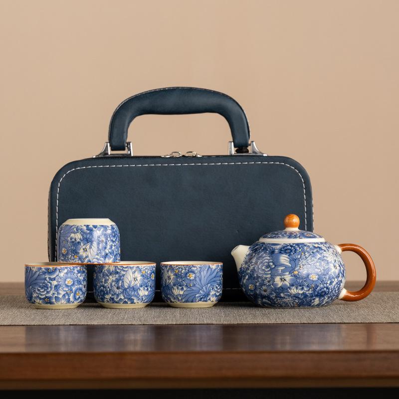 One pot of four cups Ru kiln ceramic kung fu tea set 2025 new home living room guest Chinese teapot teacup