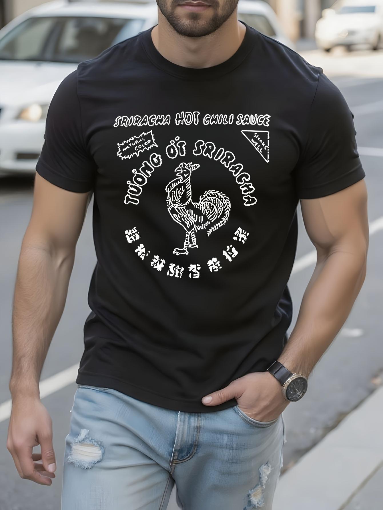 izable Cotton Tshirt with Sriracha Logo Italian Slogan Print L