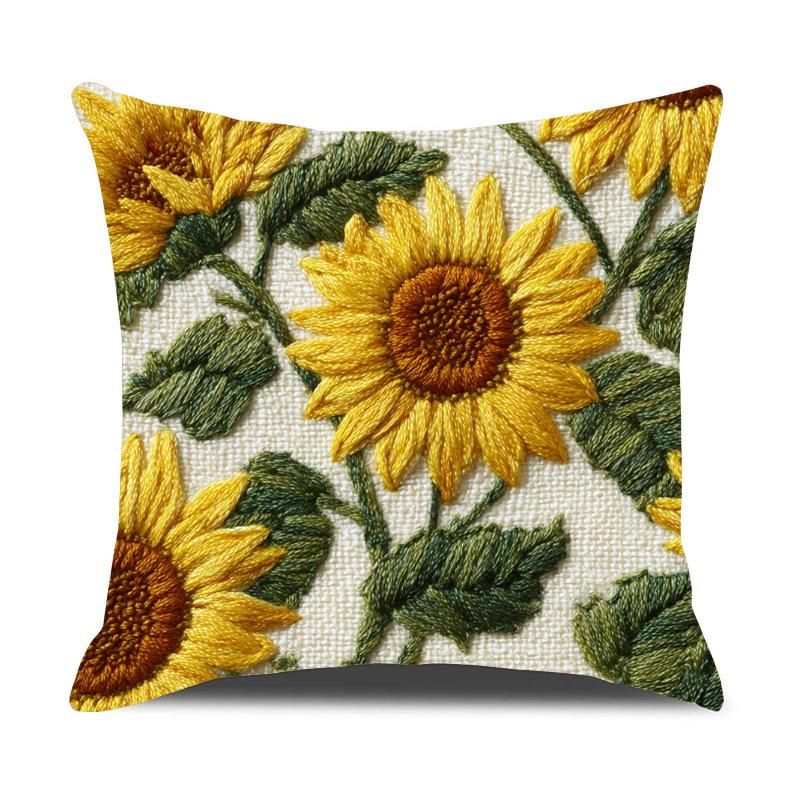 Sunflower Pillowcase Art Series Summer Sofa Pillowcase Bedroom Decoration Bedside Sunflower Pillow
