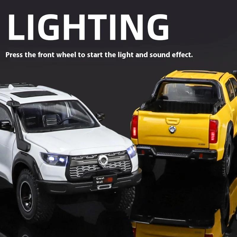 1/24 Great Wall Motor GWM Cannon POER Off Road SUV Alloy Diecast Car Model Sound & Light Boutique Decorative Interior Decoration