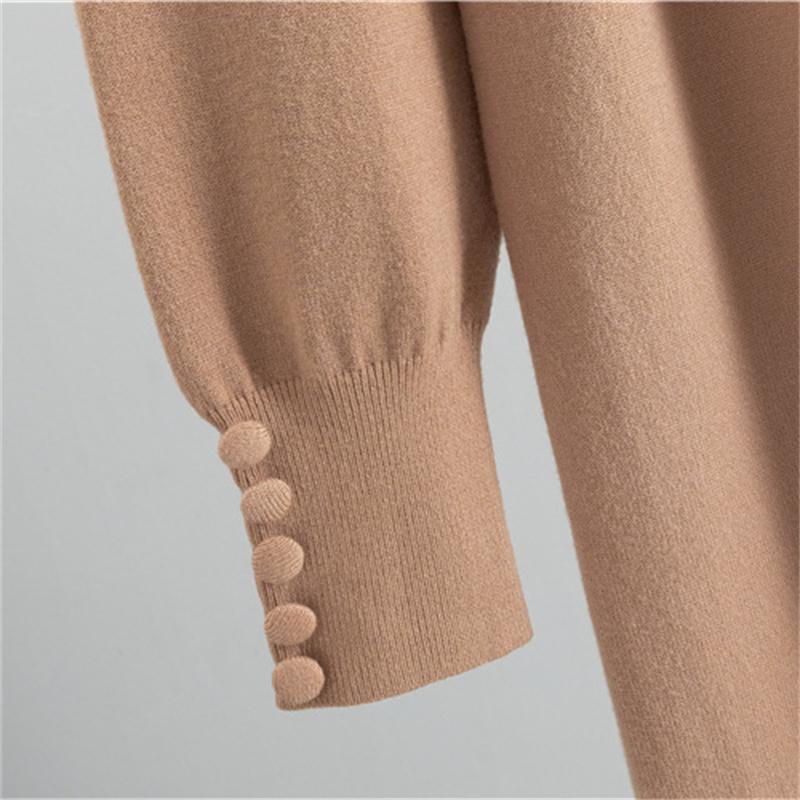 Autumn And Winter Women's V-Neck Base Knitted Long Dress  Loose Plus Size Solid Color Women's Dress